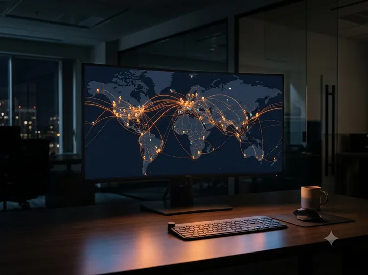 Live route tracking dashboard at the Space Shipping dispatch desk